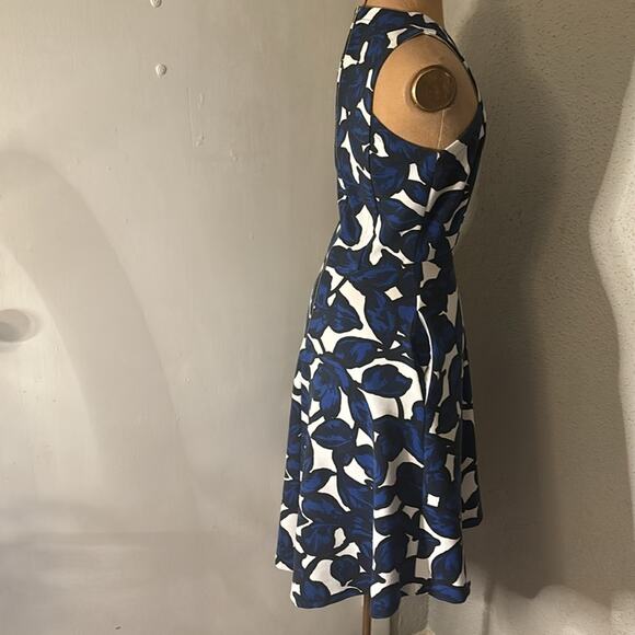 Banana Republic Blue Leaf Floral Printed High Low Dress 0 Wedding Retrogirl Glam - Picture 4 of 12